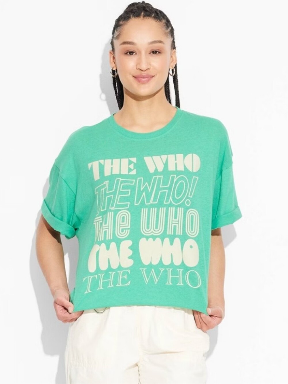 Women's The Who Oversized Short Sleeve Graphic T-Shirt - Green L